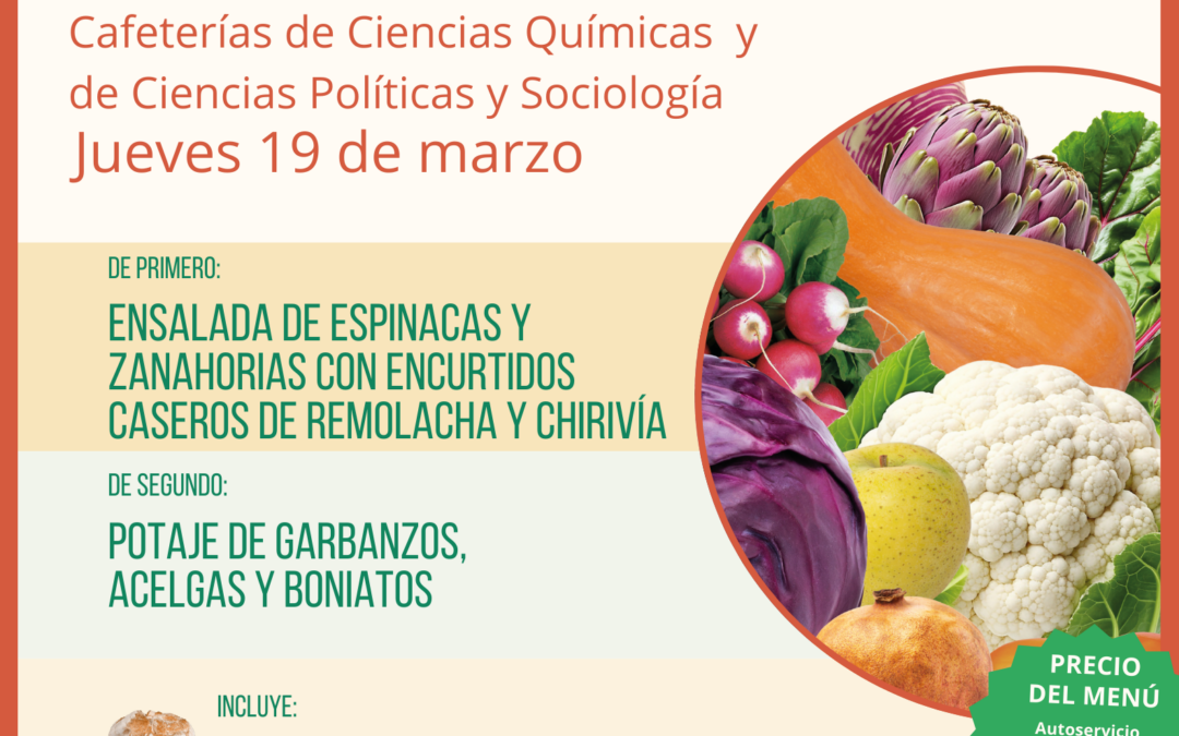 MENÚ ECOLÓGICO JUEVES 19 DE MARZO UCM