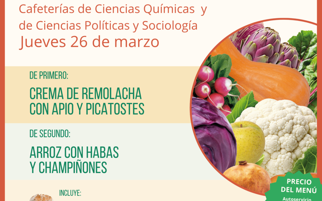 Menú ecológico jueves 26 de marzo en UCM