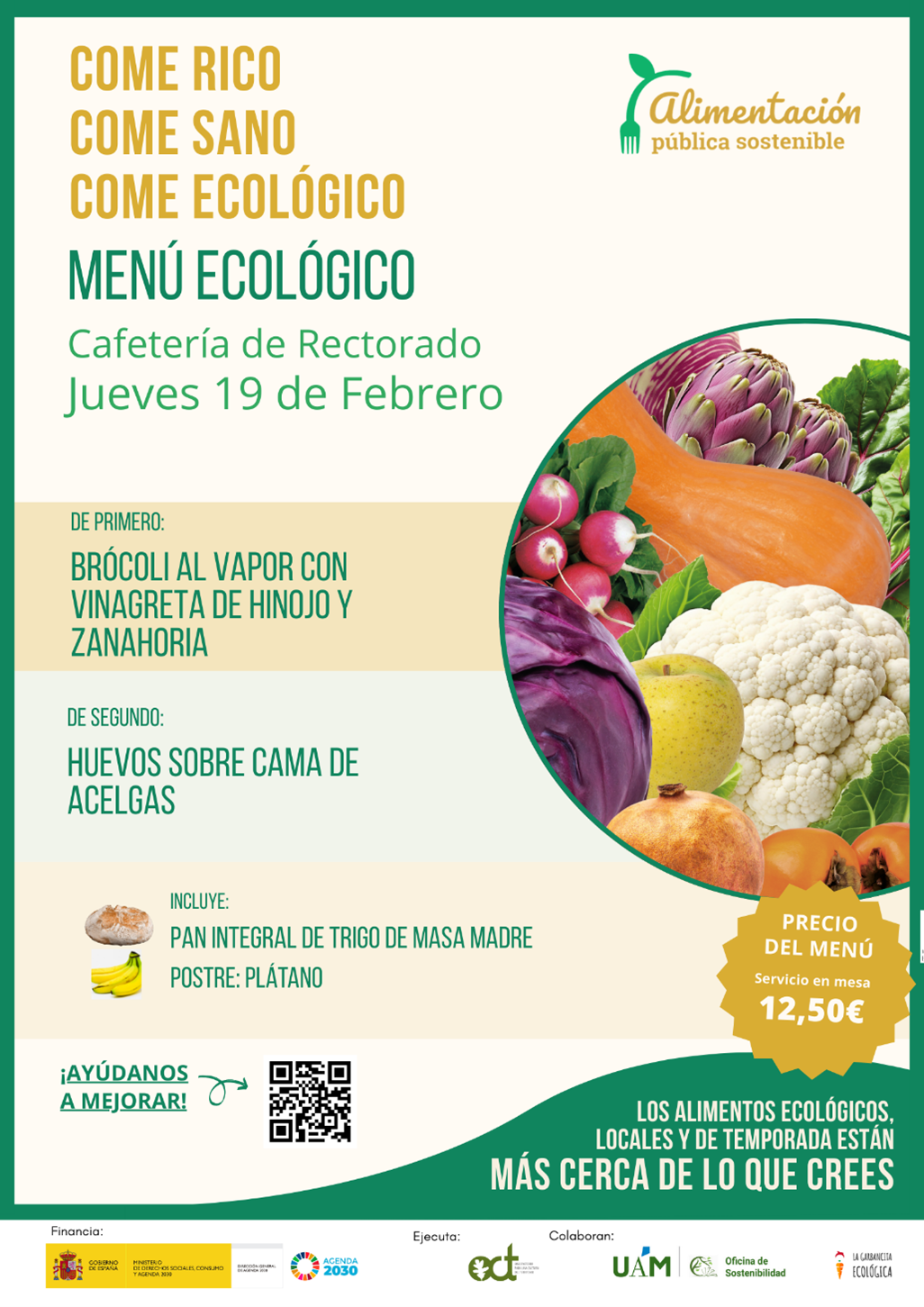 Menú Ecológico jueves 19 de febrero UAM