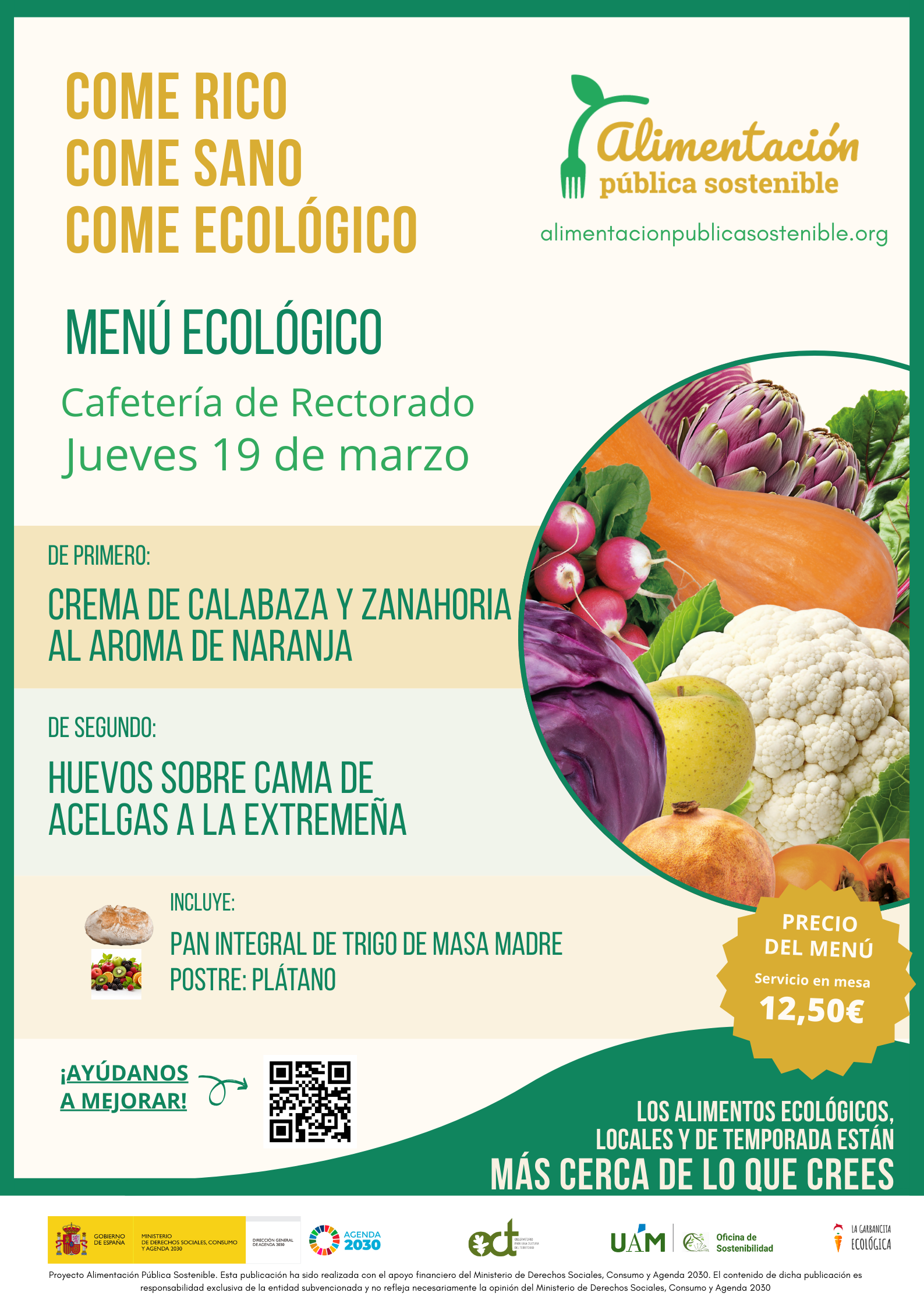 MENÚ ECOLÓGICO JUEVES 19 DE MARZO UAM