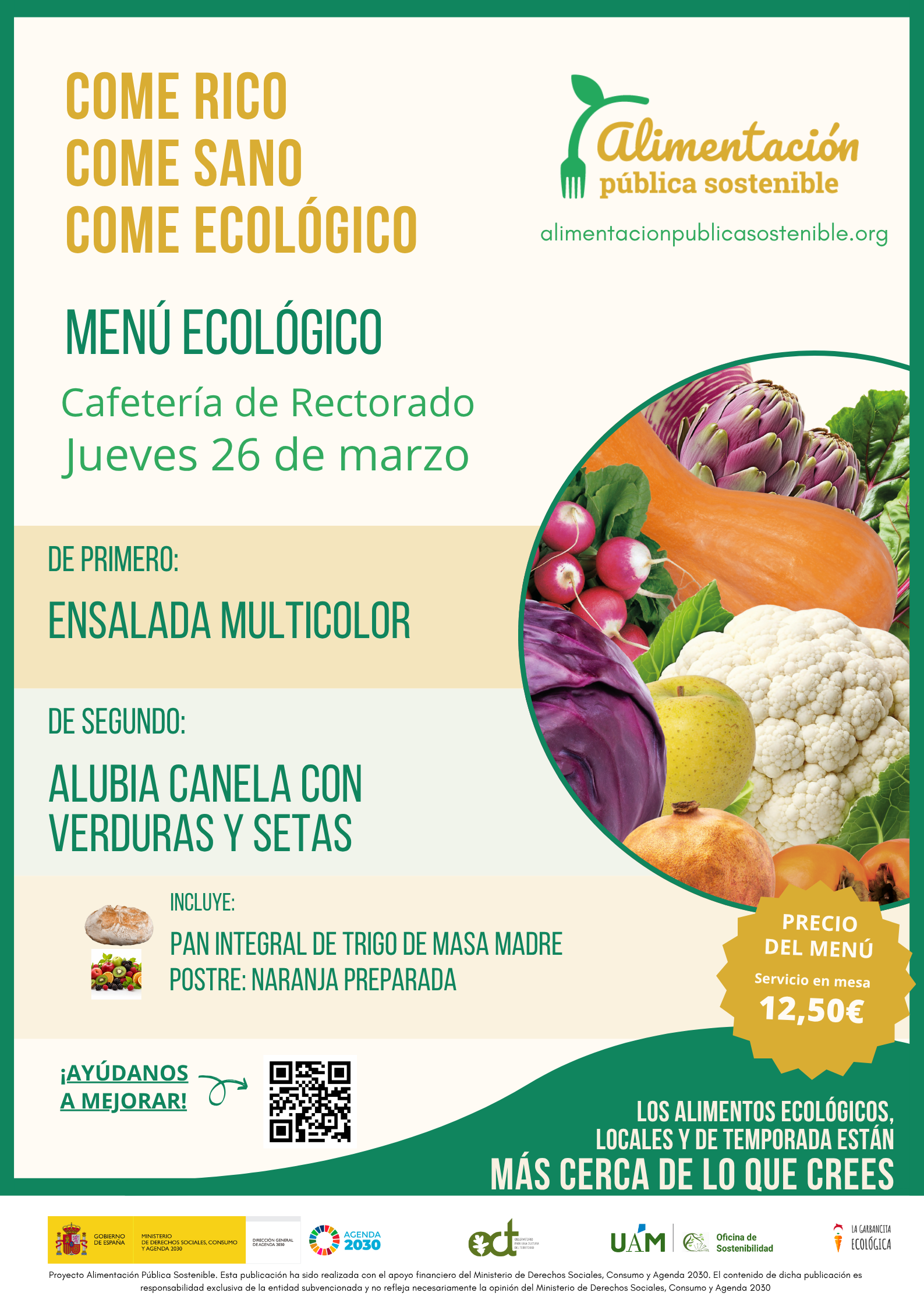 Menú Ecológico jueves 26 de marzo