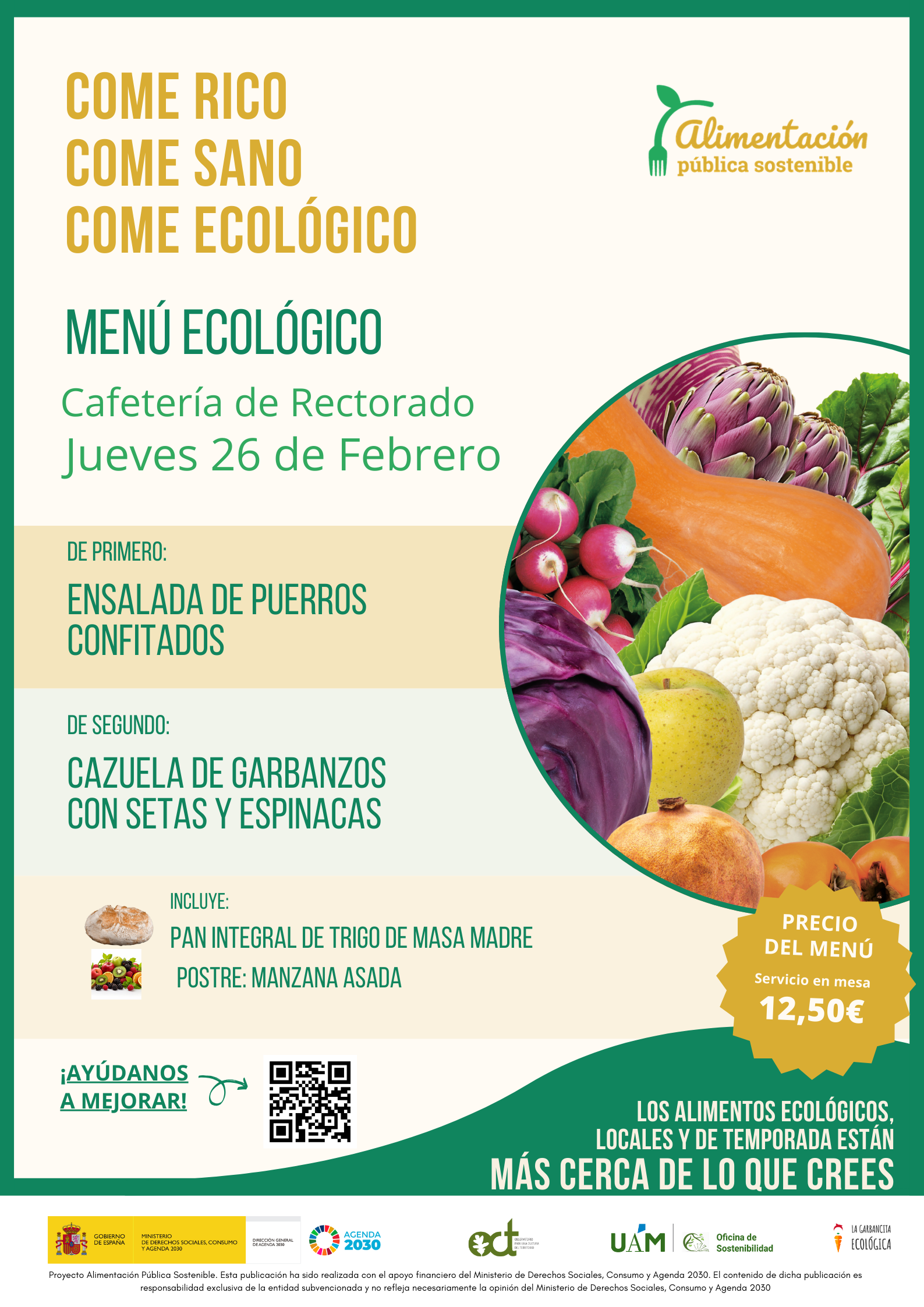 Menú Ecológico jueves 26 de febrero UAM