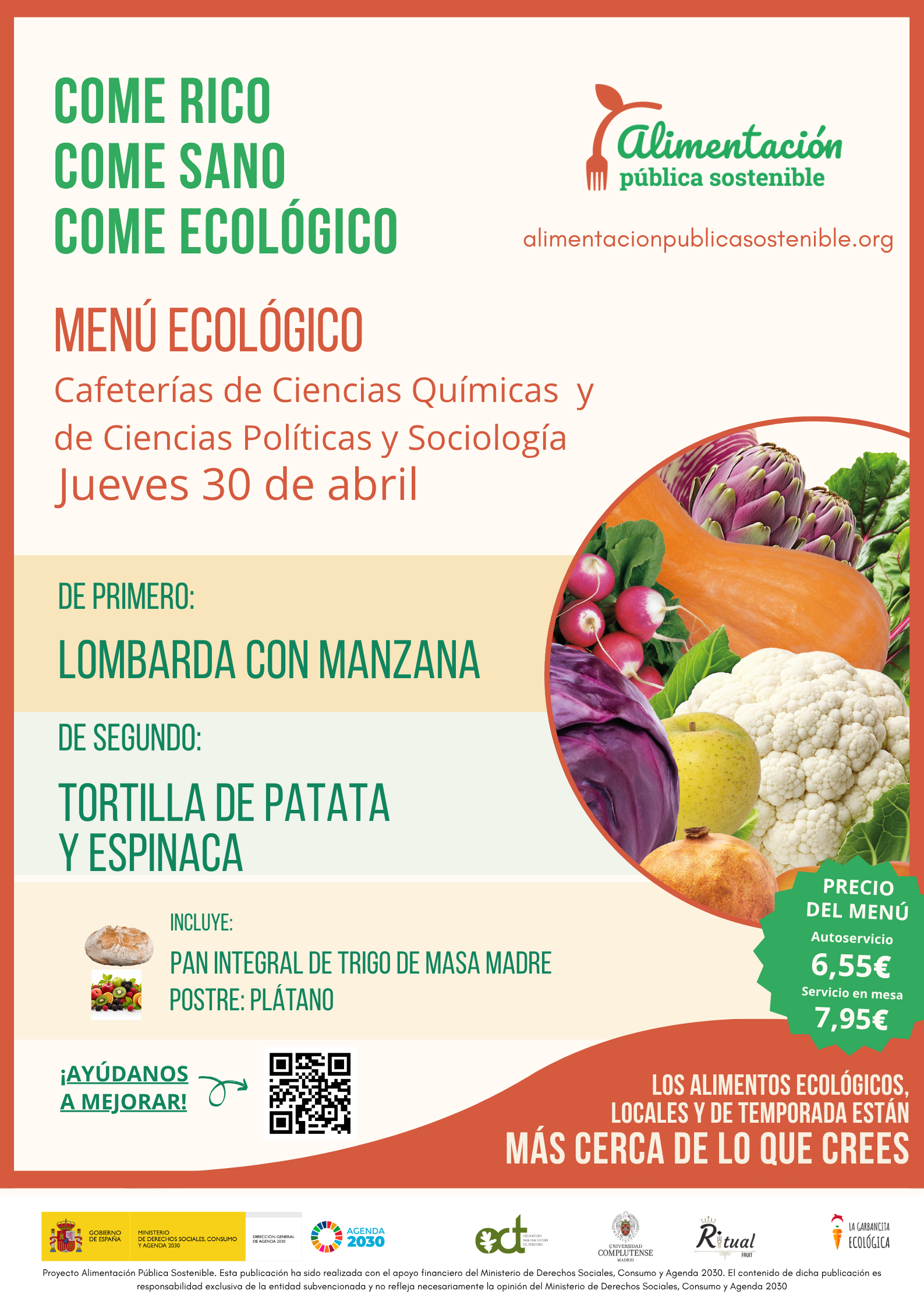 Menú ecológico jueves 30 de abril UCM