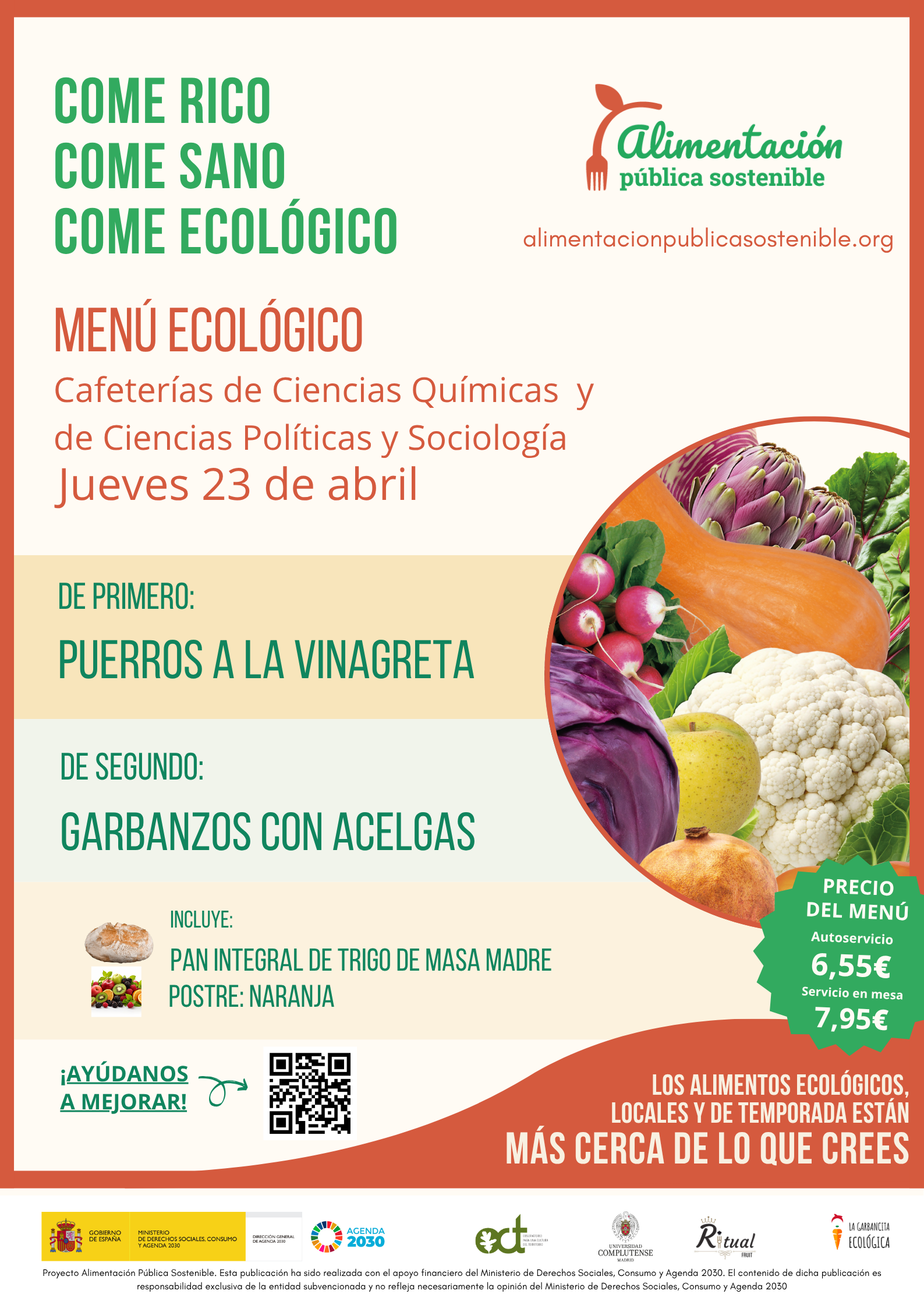 Menú Ecológico jueves 23 de abril UCM