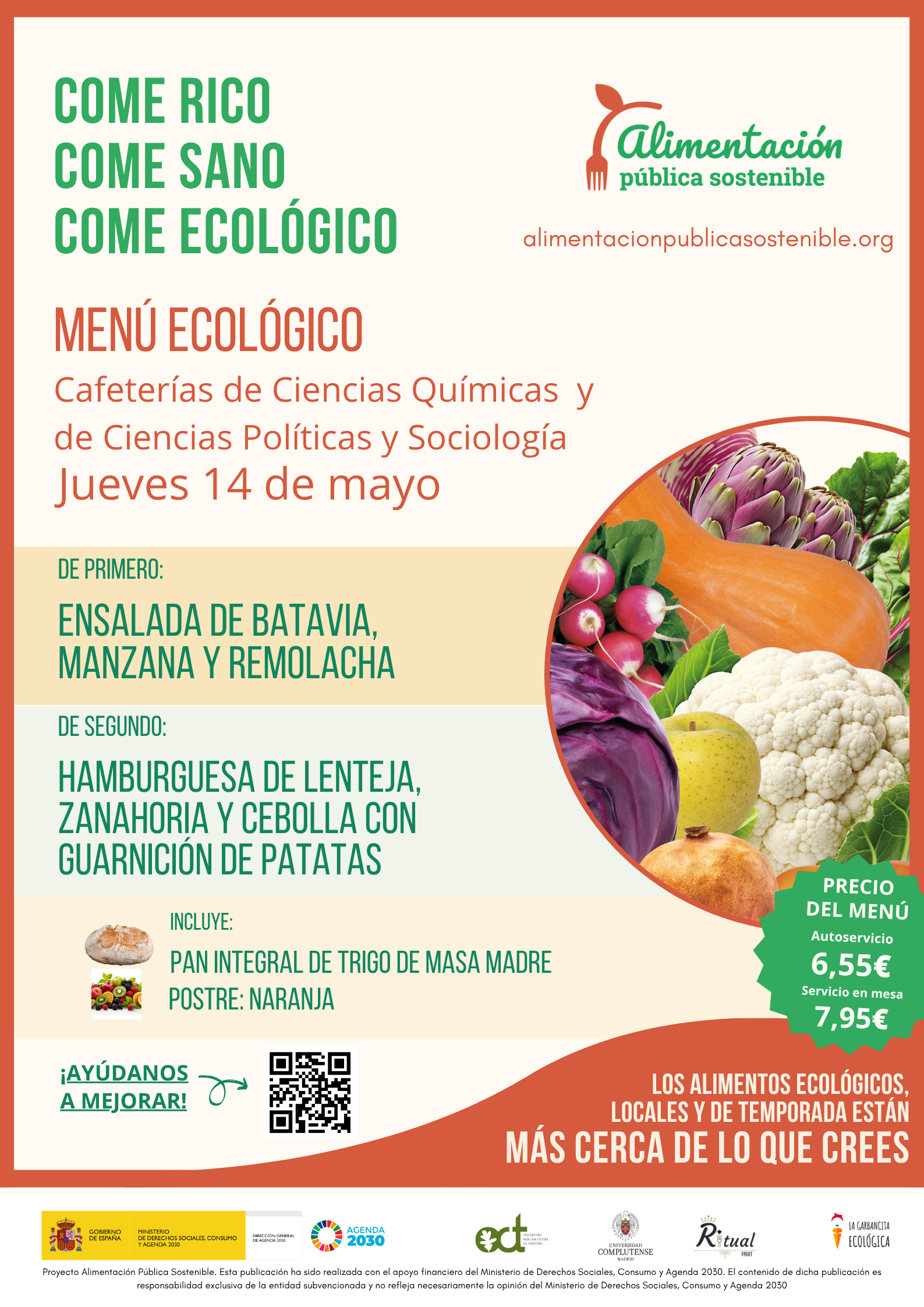 Menú Ecológico jueves 14 de mayo UCM