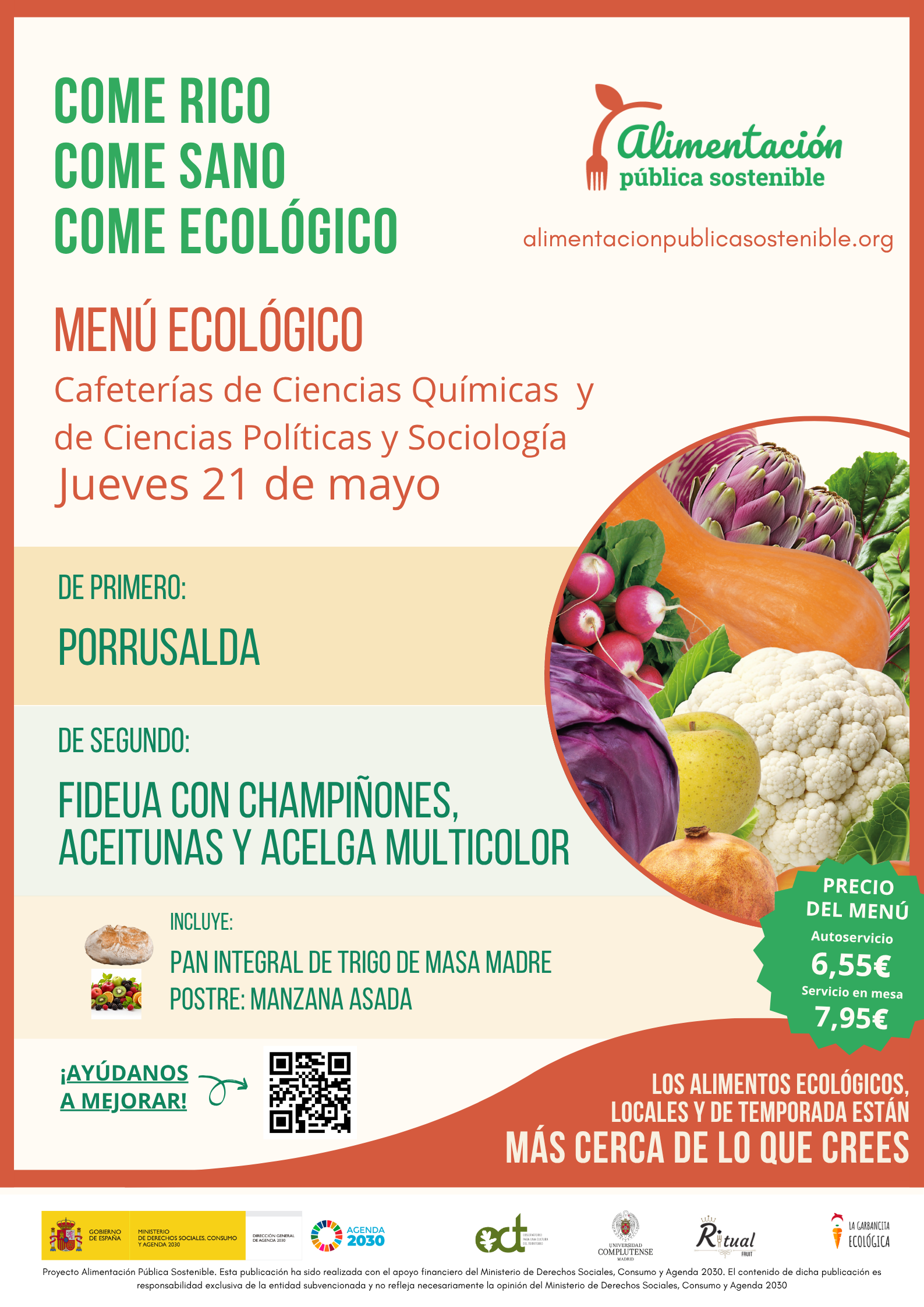 Menú ecológico jueves 21 de mayo UCM
