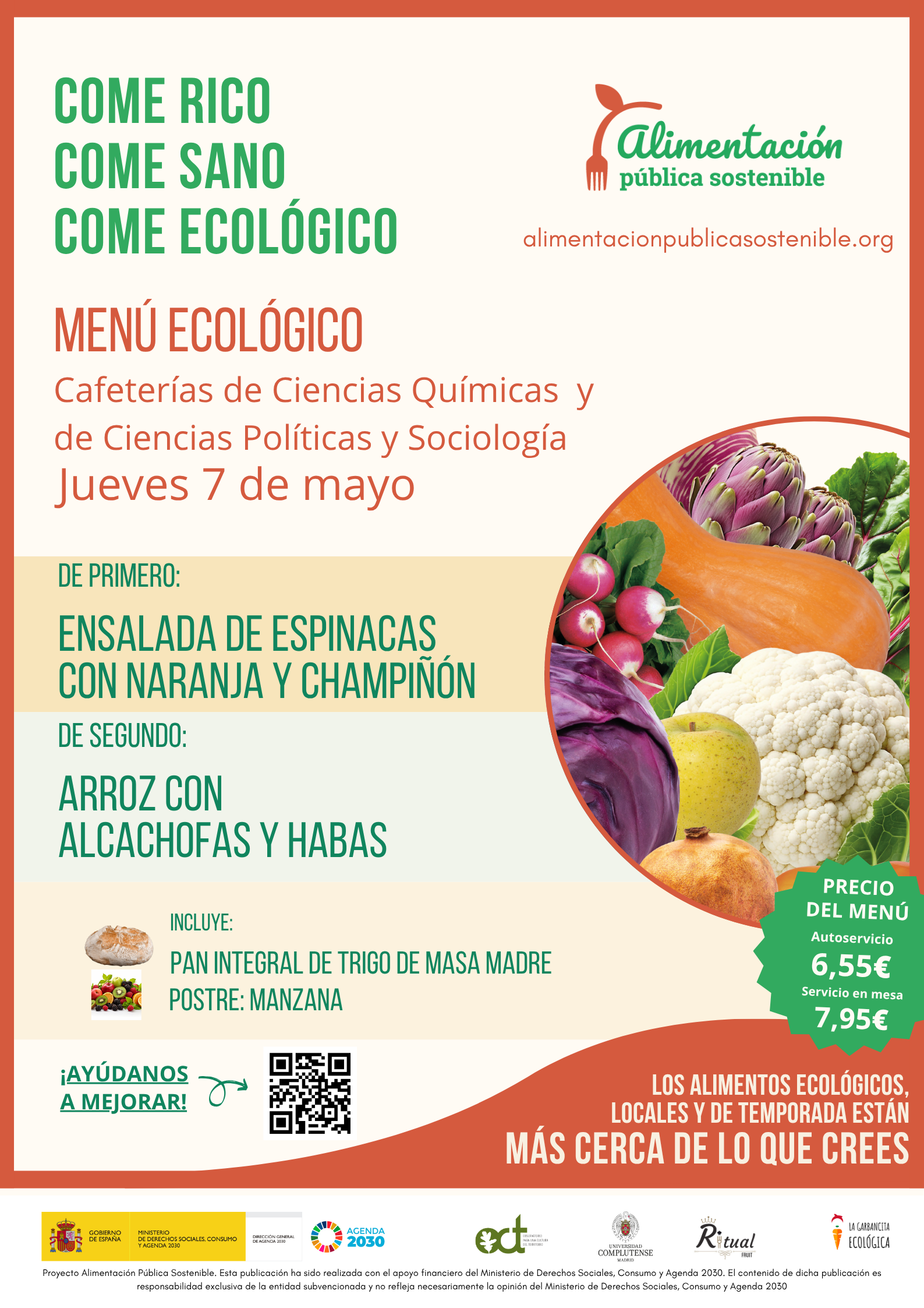 Menú ecológico jueves 7 de mayo UCM