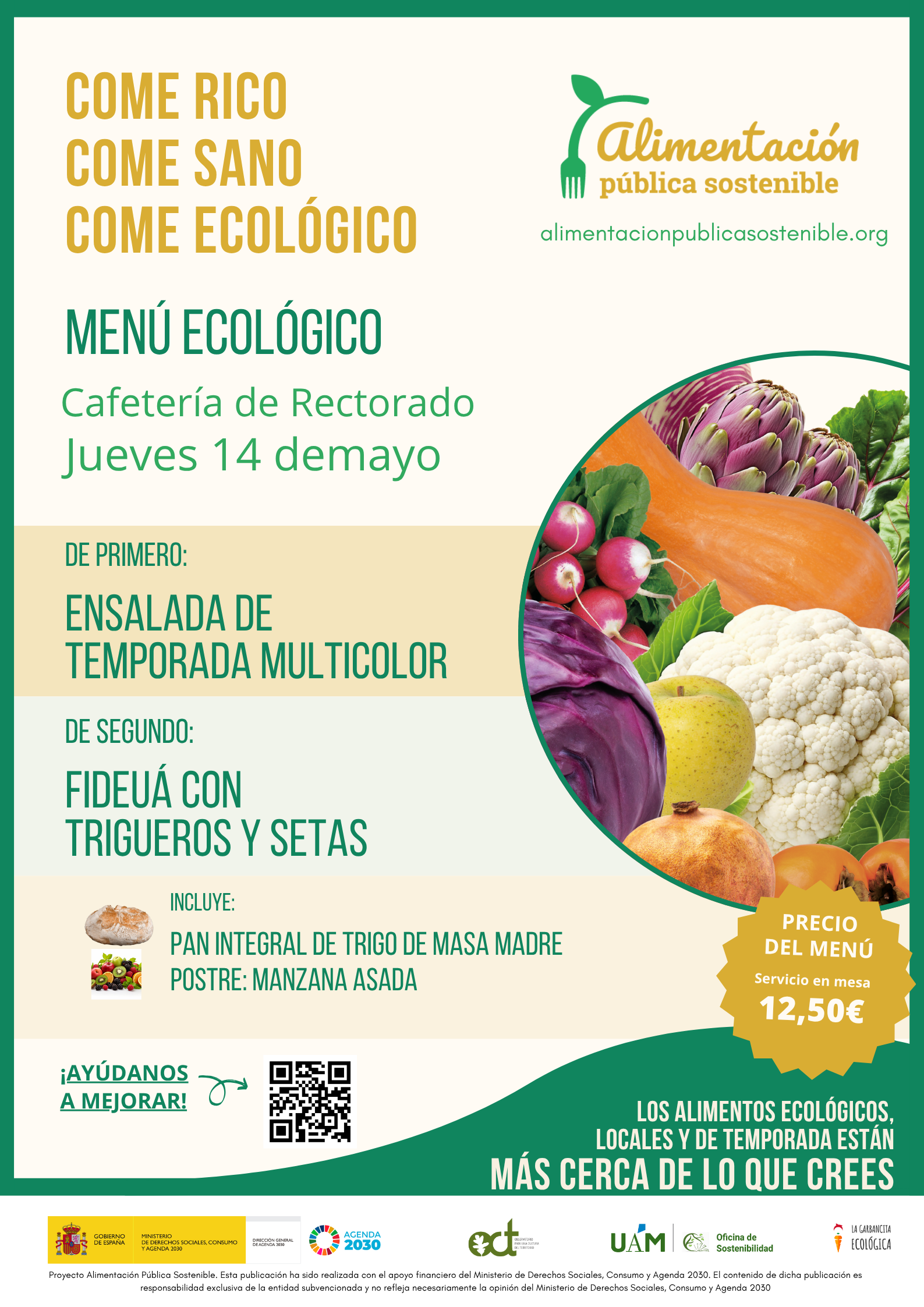 Menú ecológico jueves 14 de mayo UAM