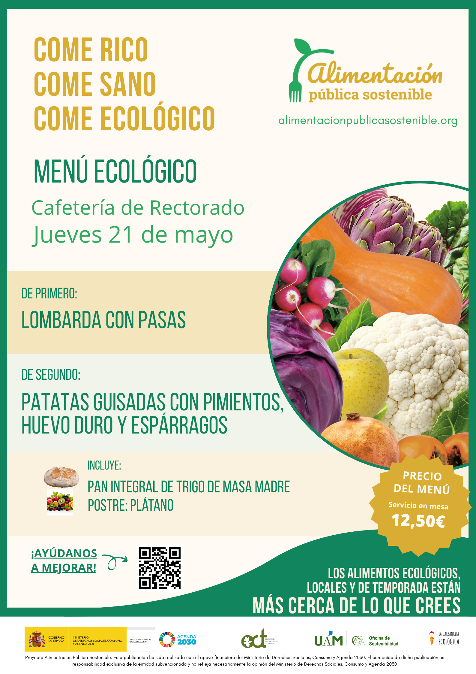 Menú ecológico jueves 21 de mayo UAM