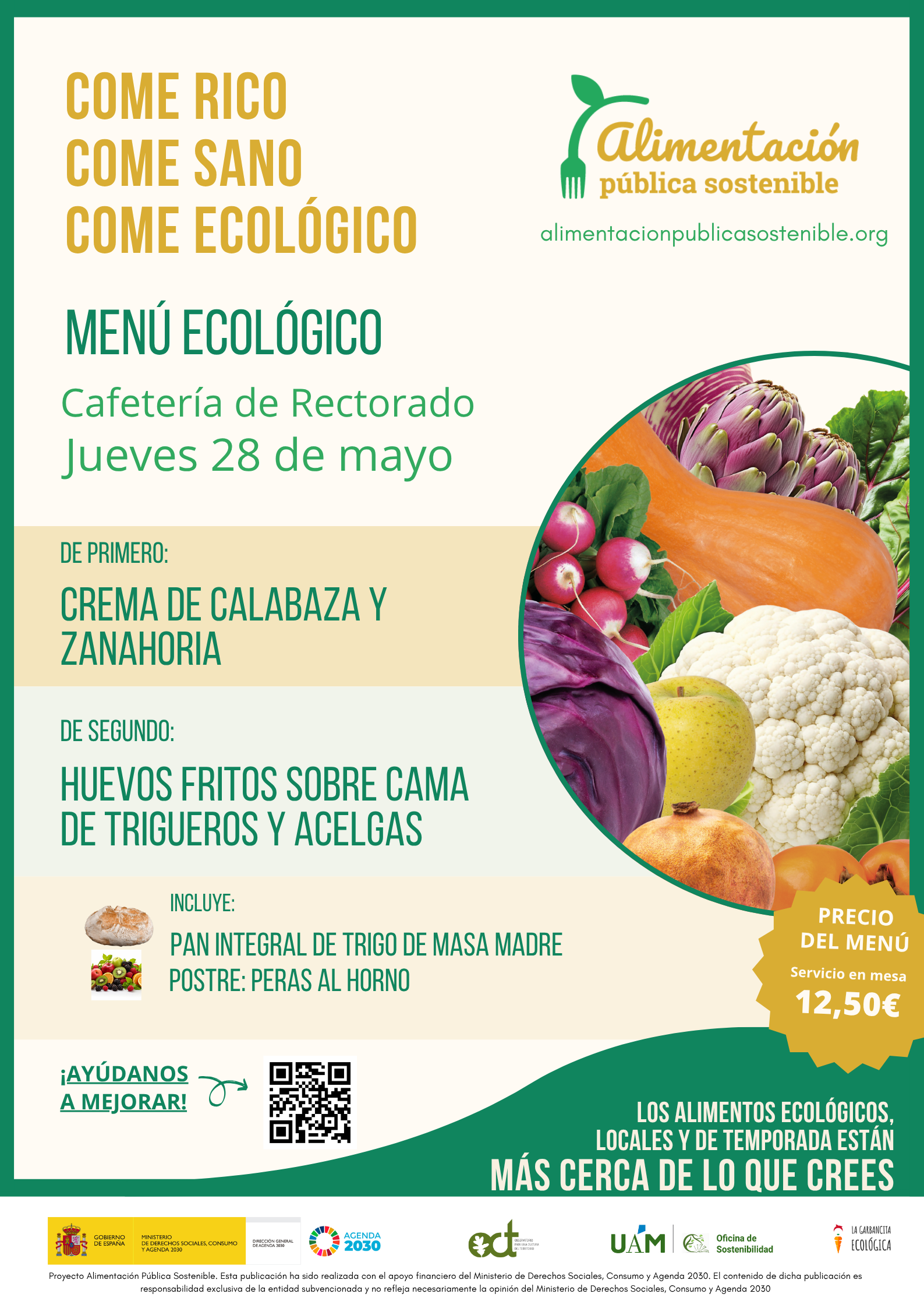 Menú ecológico jueves 28 de mayo