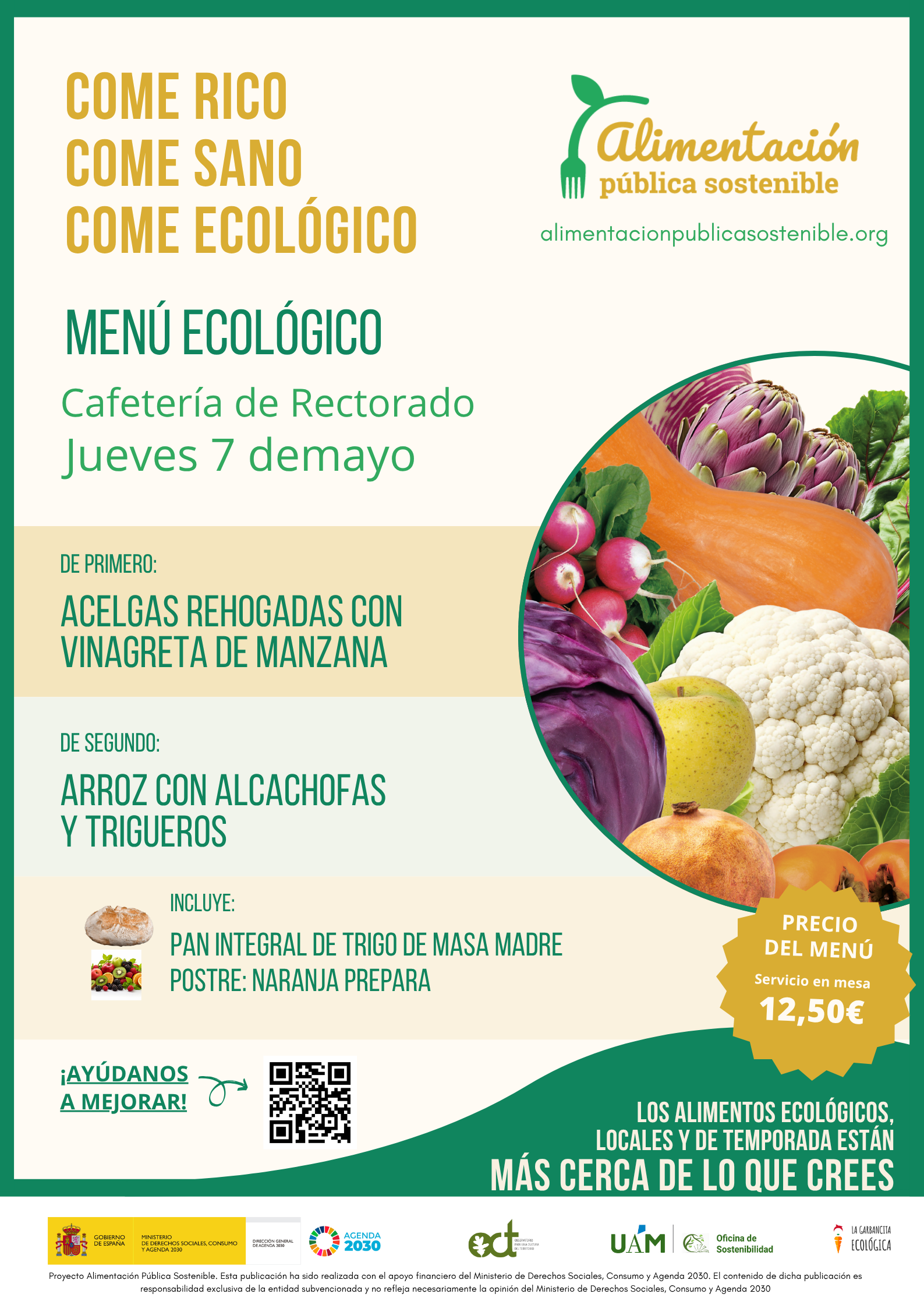 Menú ecológico jueves 7 de mayo UAM