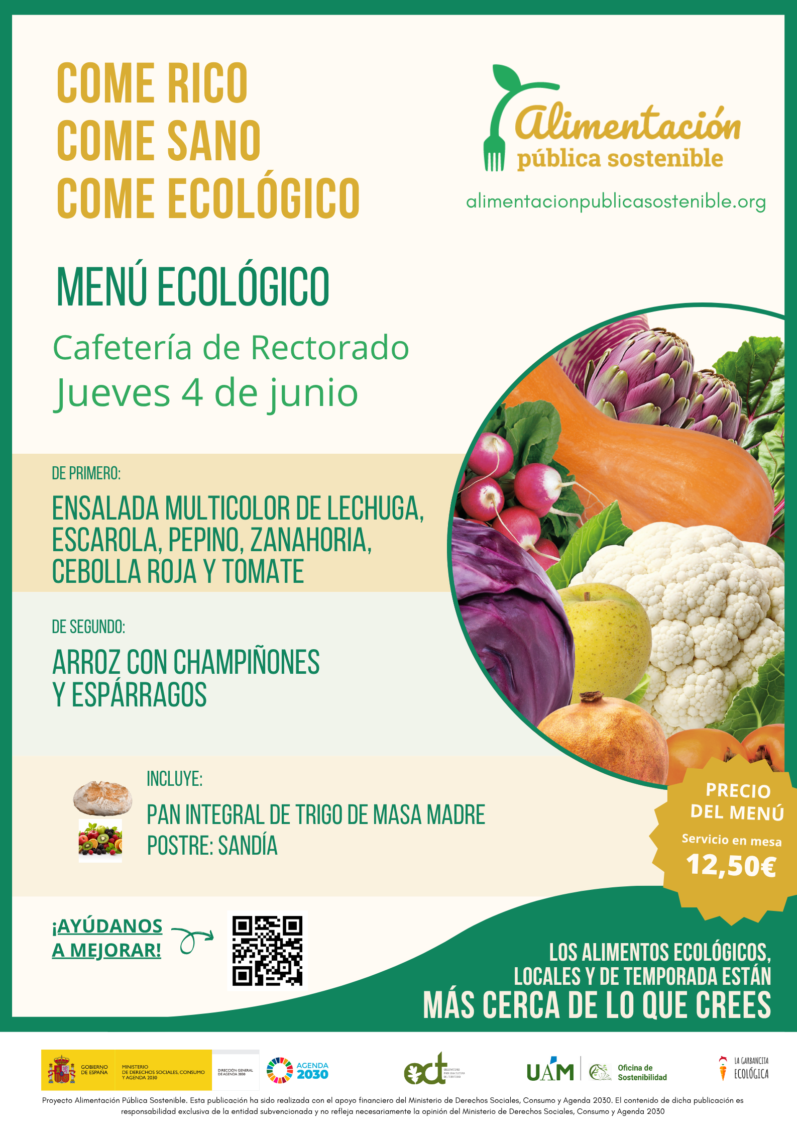 Menú ecológico jueves 4 de junio UAM