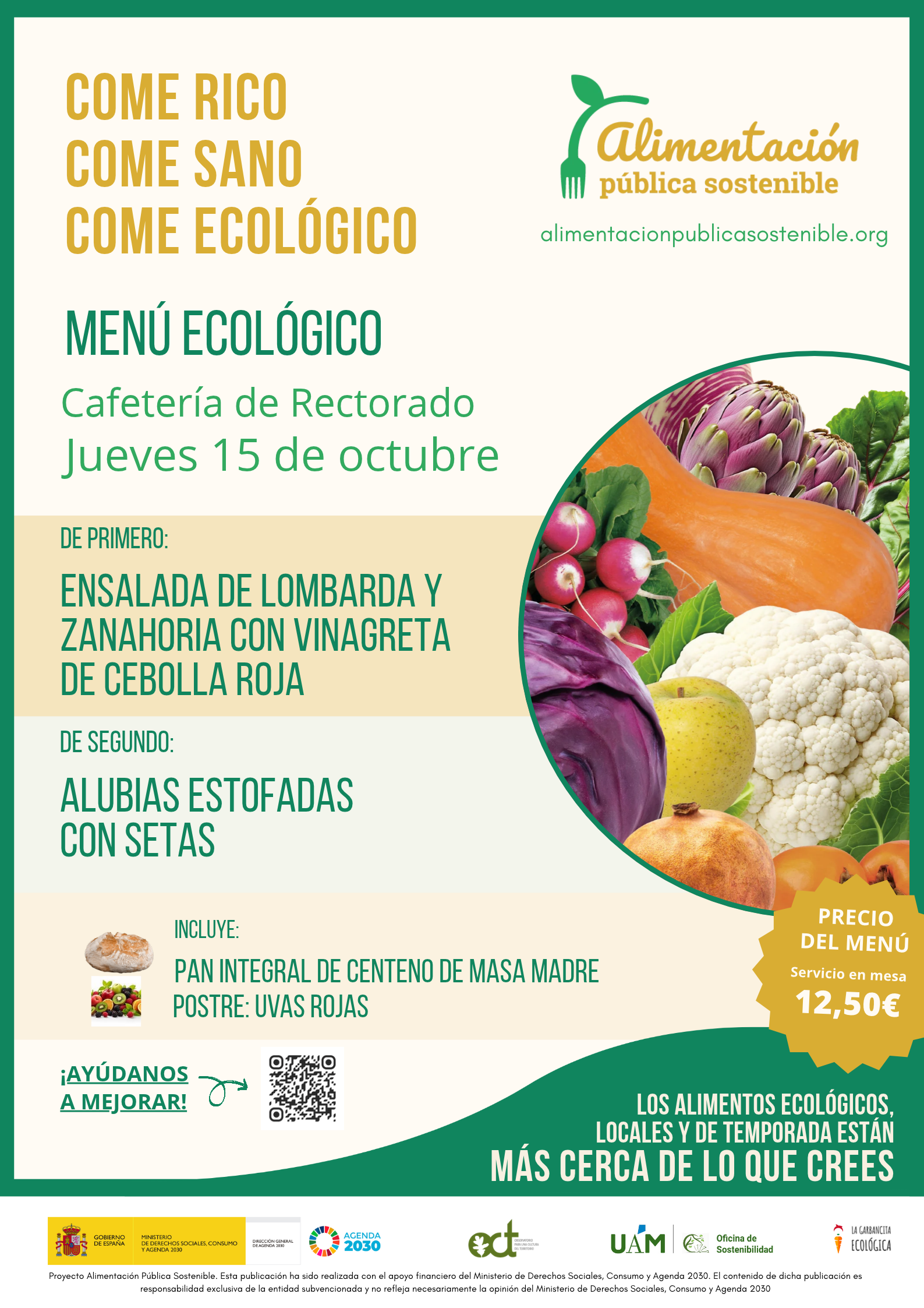 Menú ecológico 15 de octubre