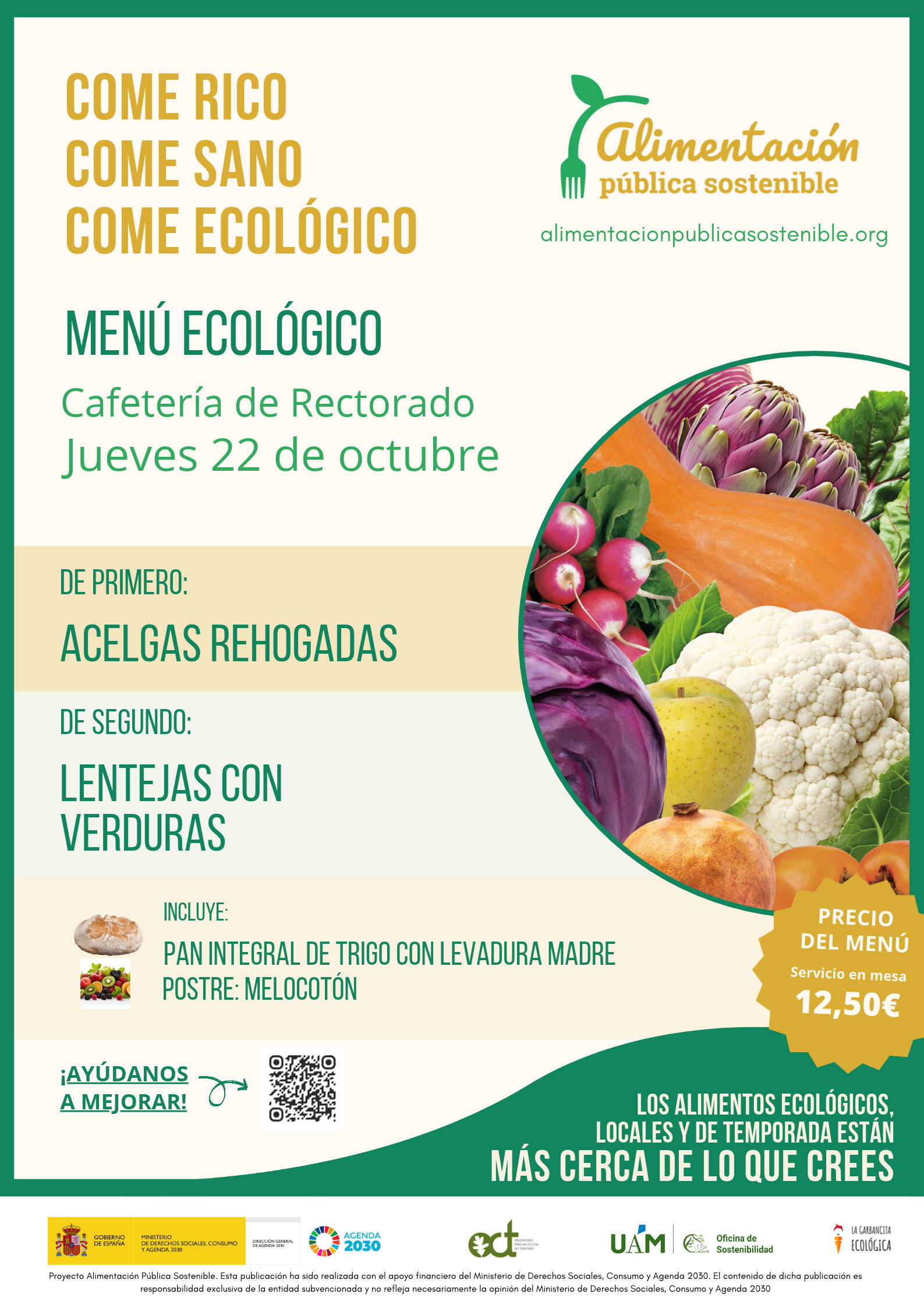 Menú ecológico jueves 22 de octubre UAM